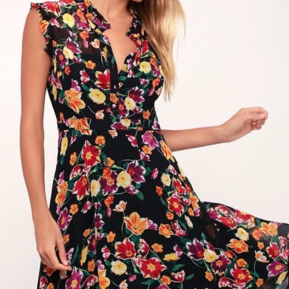 Floral Black Dress